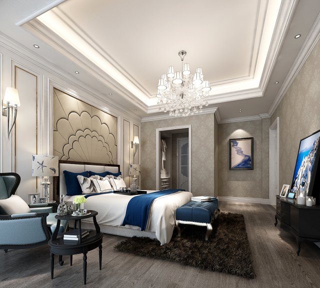 Stylish bedroom complete 38 3D Model