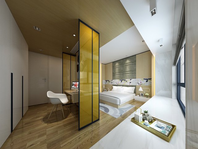 Bedroom hotel suites designed a complete 64 3D Model