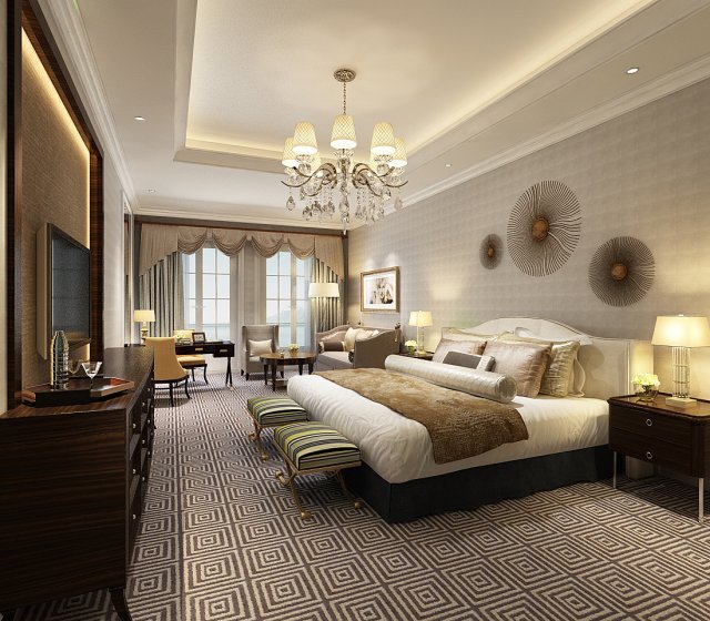 Bedroom hotel suites designed a complete 163 3D Model