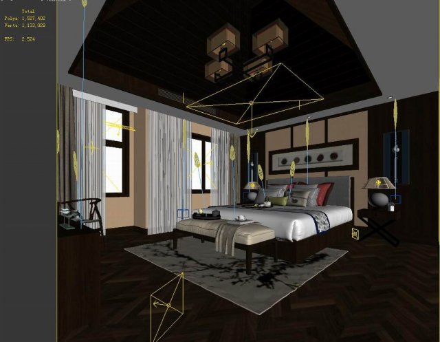 Stylish master bedroom design 74 3D Model