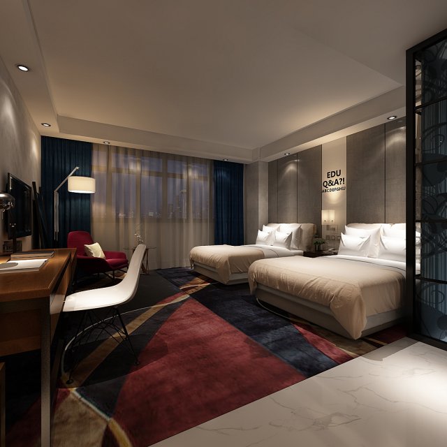 Bedroom hotel suites designed a complete 68 3D Model