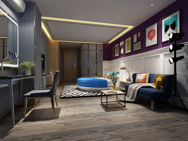 Bedroom hotel suites designed a complete 141 3D Model