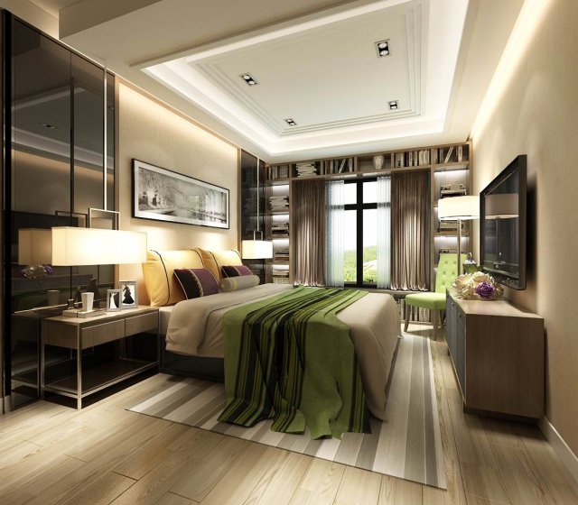 Stylish bedroom complete 09 3D Model