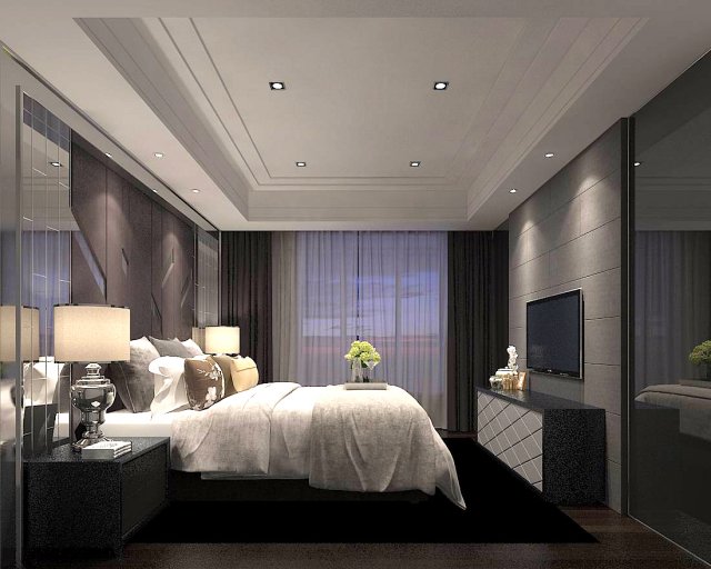 Stylish bedroom complete 20 3D Model