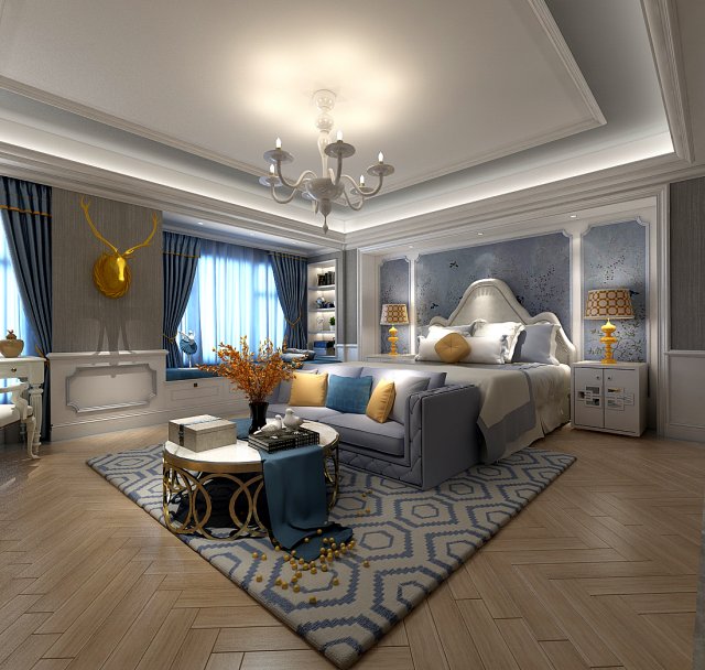 Stylish master bedroom design 54 3D Model