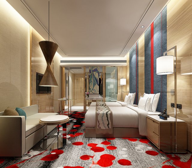 Bedroom hotel suites designed a complete 142 3D Model