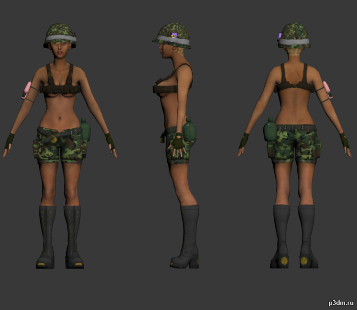 Army Girl 3D Model