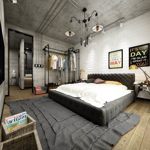 Stylish master bedroom design 25 3D Model