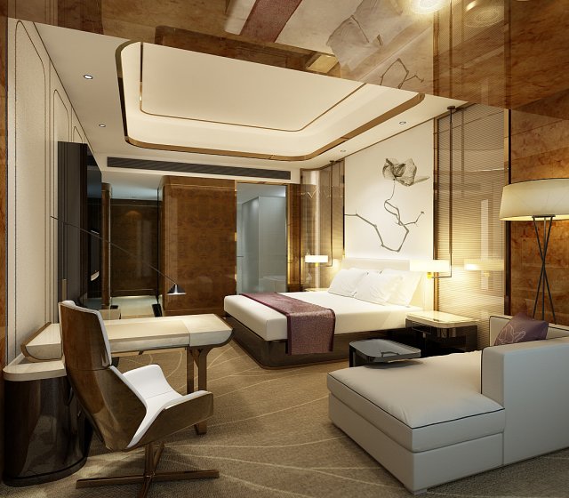 Bedroom hotel suites designed a complete 162 3D Model