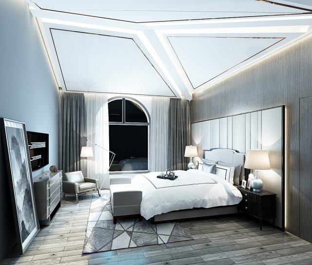 Stylish master bedroom design 36 3D Model