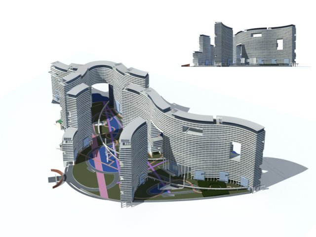 City office building construction avant-garde design hotel – 304 3D Model