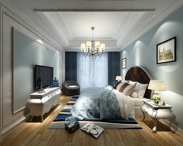 Stylish bedroom complete 135 3D Model