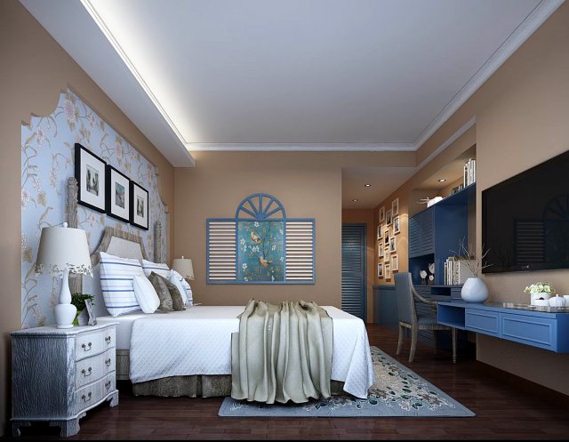 Stylish bedroom complete 72 3D Model