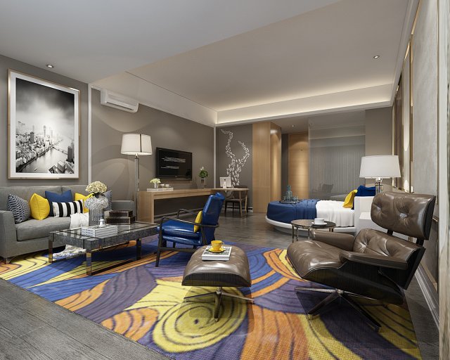 Bedroom hotel suites designed a complete 34 3D Model
