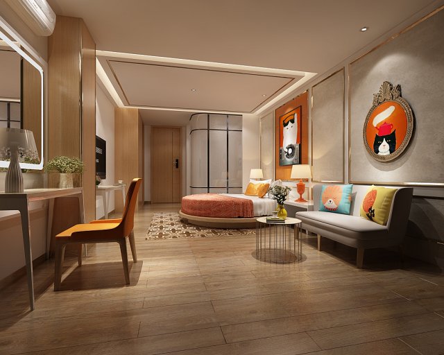 Bedroom hotel suites designed a complete 101 3D Model