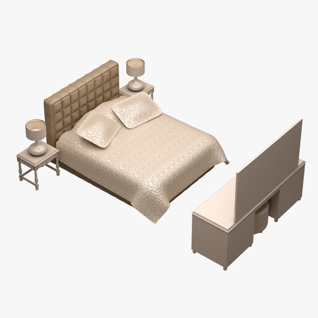 Bed Set 04 3D Model