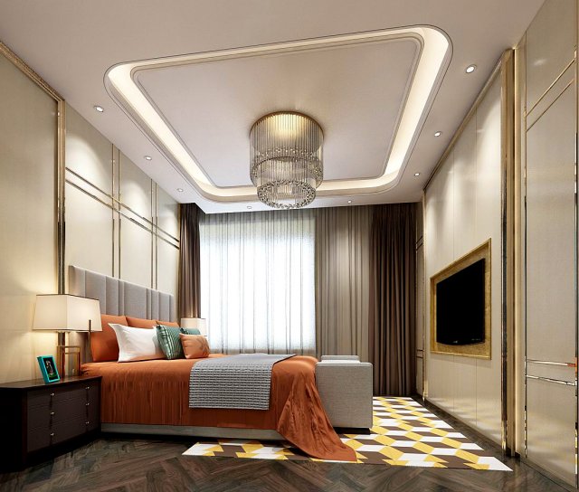 Stylish bedroom complete 118 3D Model