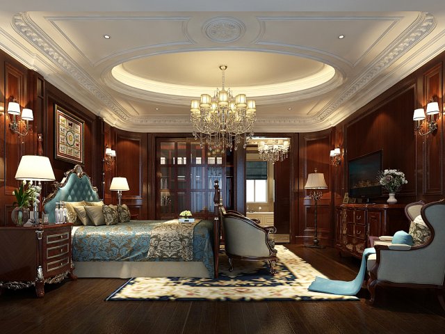 Stylish bedroom complete 122 3D Model