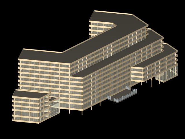 City hotel simple office building – 155 3D Model