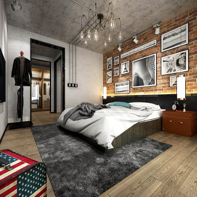 Stylish master bedroom design 26 3D Model