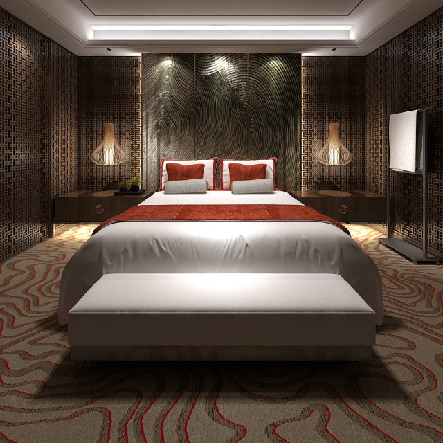 Bedroom hotel suites designed a complete 172 3D Model