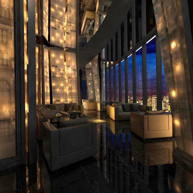 Luxury large hotel restaurant 10 3D Model