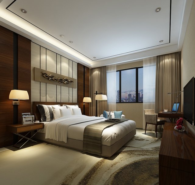 Bedroom hotel suites designed a complete 129 3D Model