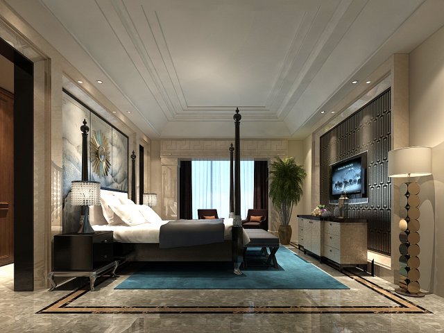 Stylish bedroom complete 66 3D Model