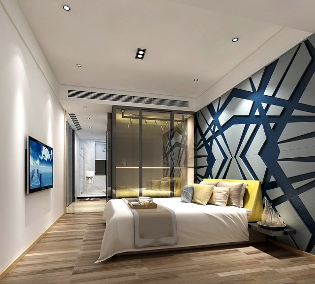 Stylish master bedroom design 27 3D Model