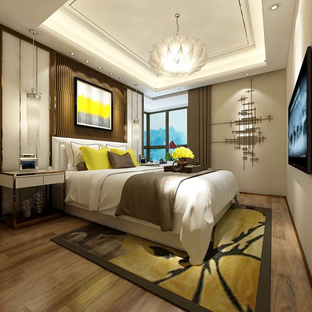 Stylish master bedroom design 15 3D Model