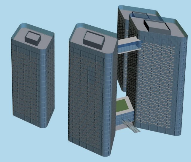 City office building construction avant-garde design hotel – 542 3D Model