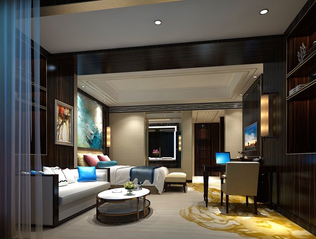 Bedroom hotel suites designed a complete 03 3D Model