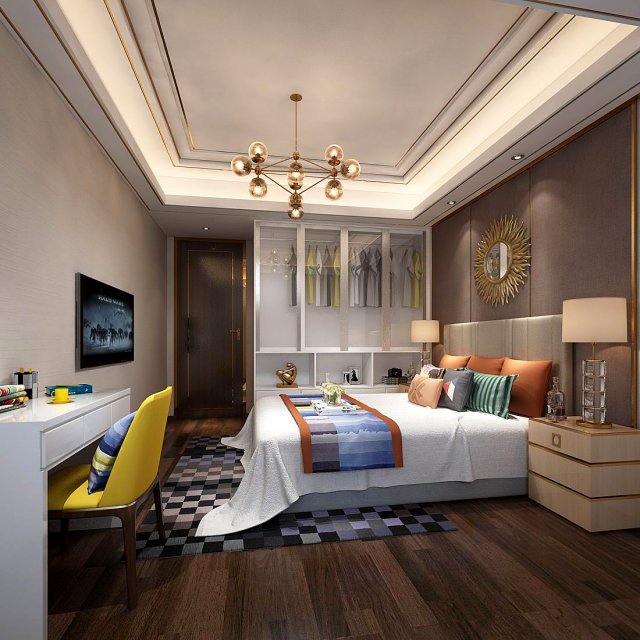 Stylish bedroom complete 22 3D Model