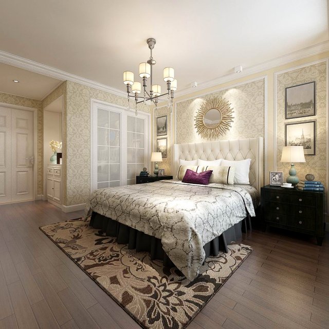 Stylish bedroom complete 59 3D Model