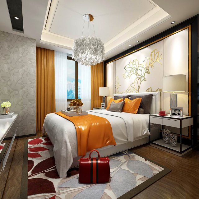 Stylish master bedroom design 06 3D Model