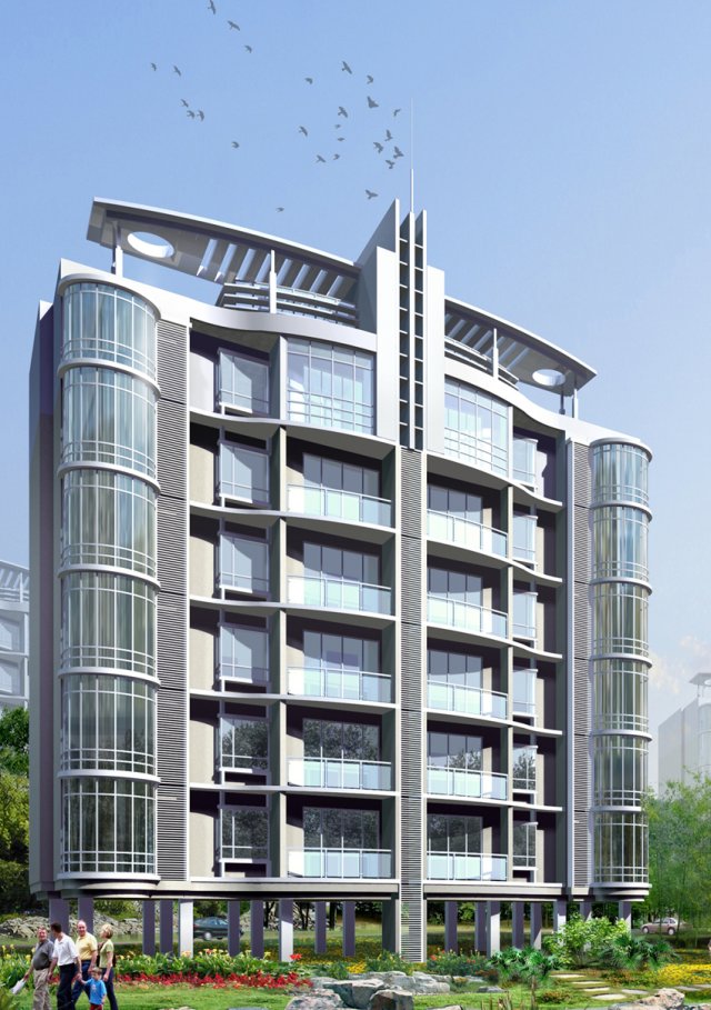 City Residential Garden villa office building design – 522 3D Model