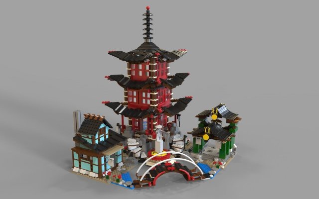 Lego chinese temple 3D Model