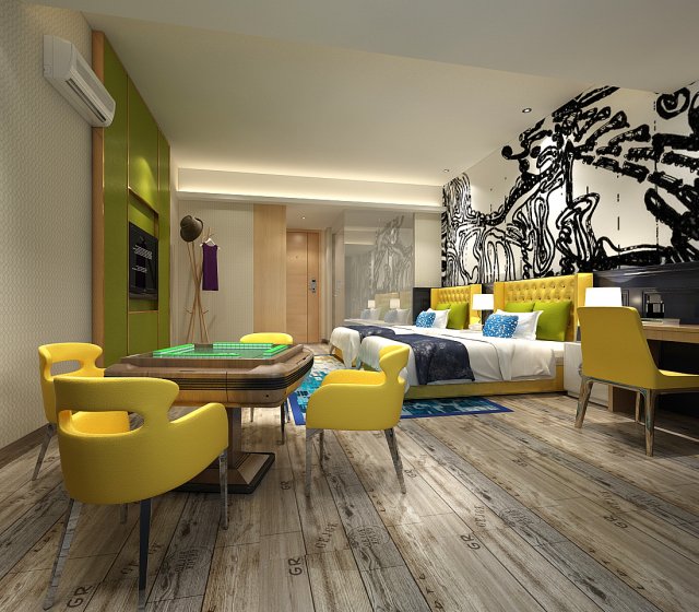 Bedroom hotel suites designed a complete 21 3D Model