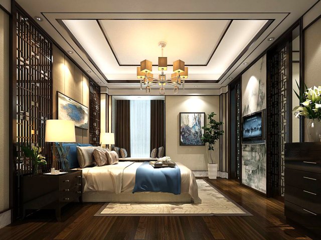 Stylish bedroom complete 170 3D Model