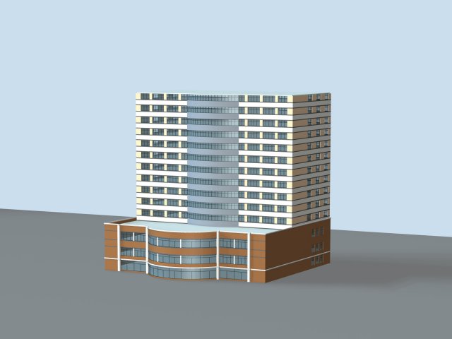 City hotel simple office building – 64 3D Model