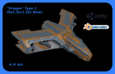 Space Ship Dragon Type 1 Se1-Sc1-PJ1-Blue 3D Model