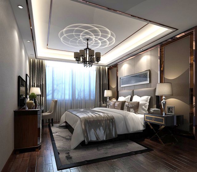 Stylish bedroom complete 78 3D Model