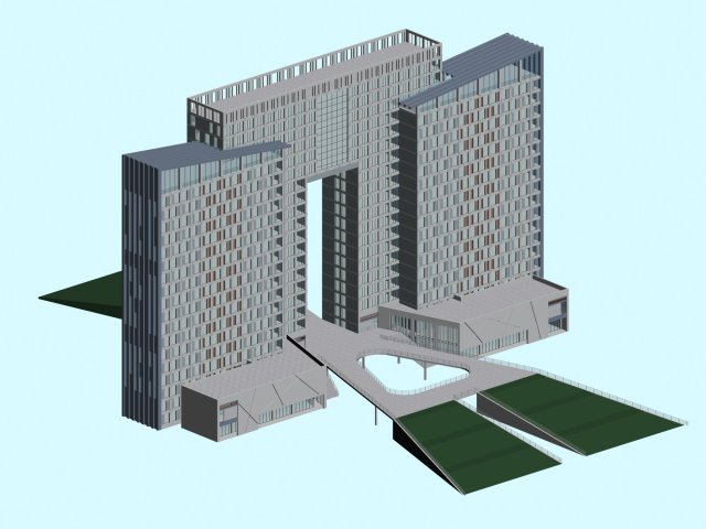 City office building construction avant-garde design hotel – 472 3D Model