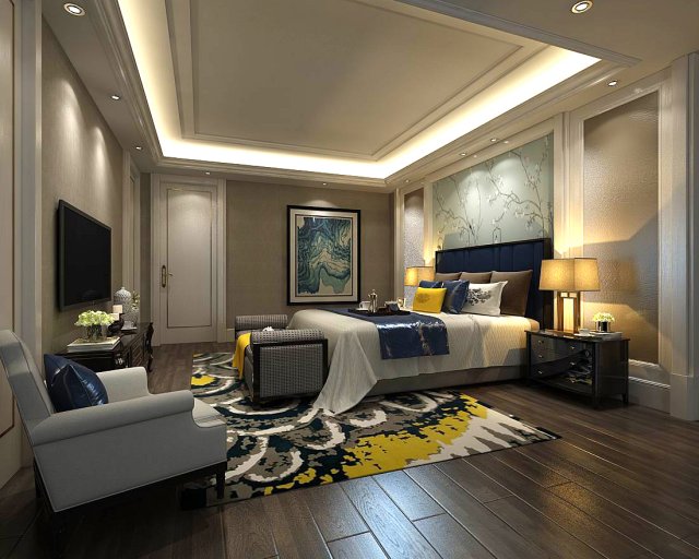 Deluxe master bedroom design 125 3D Model