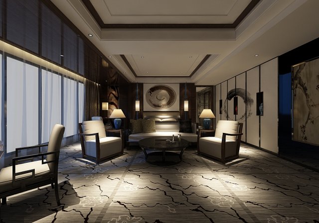 Bedroom hotel suites designed a complete 155 3D Model