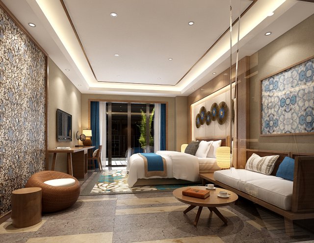 Bedroom hotel suites designed a complete 151 3D Model
