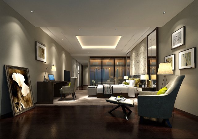 Bedroom hotel suites designed a complete 76 3D Model