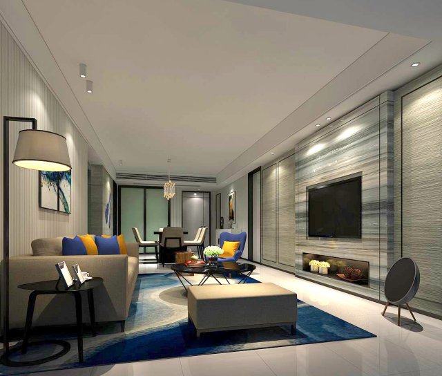 Stylish avant-garde living room design 28 3D Model