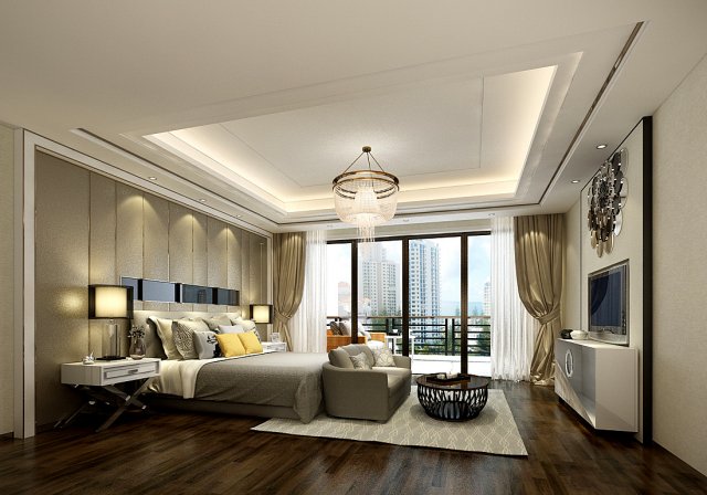 Stylish bedroom complete 104 3D Model