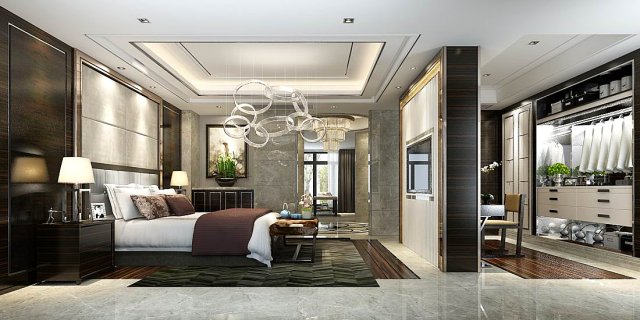 Stylish master bedroom design 40 3D Model
